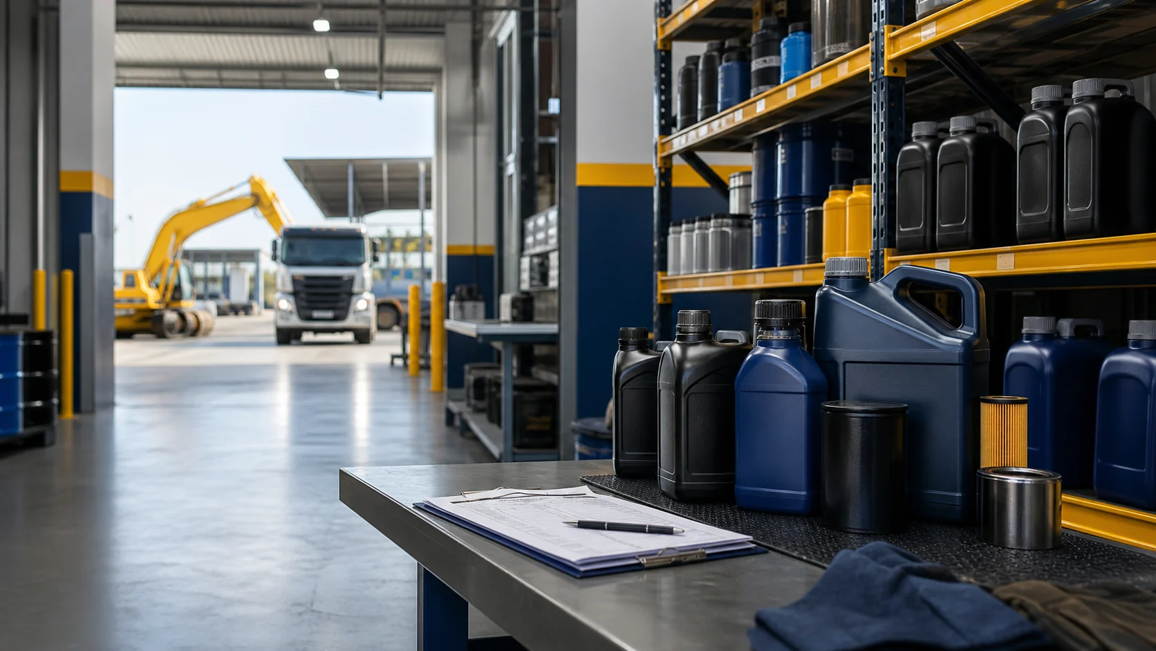 Área de suministro con lubricantes y operación industrial