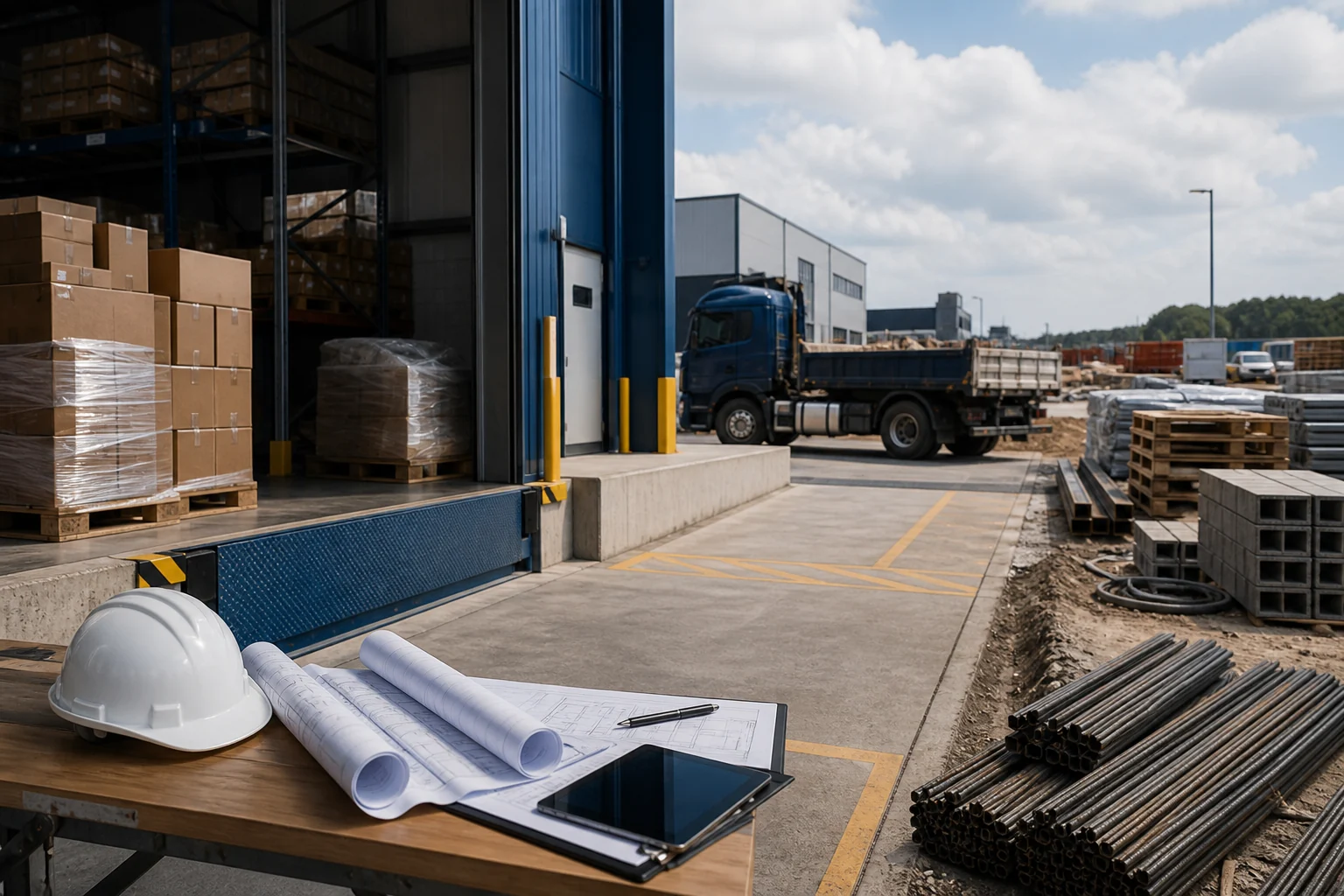 Zona de carga, transporte y materiales de obra